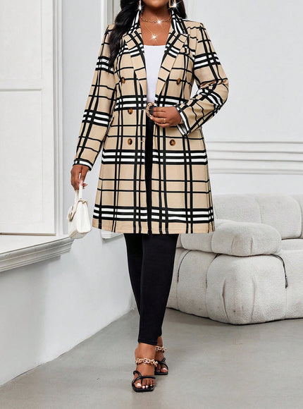 KissICON Knitted Plaid Print Fabric Lapel Suit