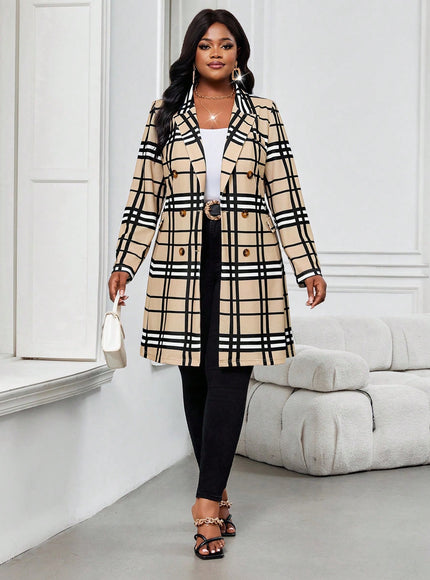 KissICON Knitted Plaid Print Fabric Lapel Suit