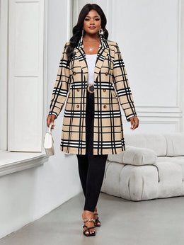 KissICON Knitted Plaid Print Fabric Lapel Suit