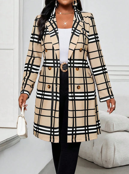 KissICON Knitted Plaid Print Fabric Lapel Suit