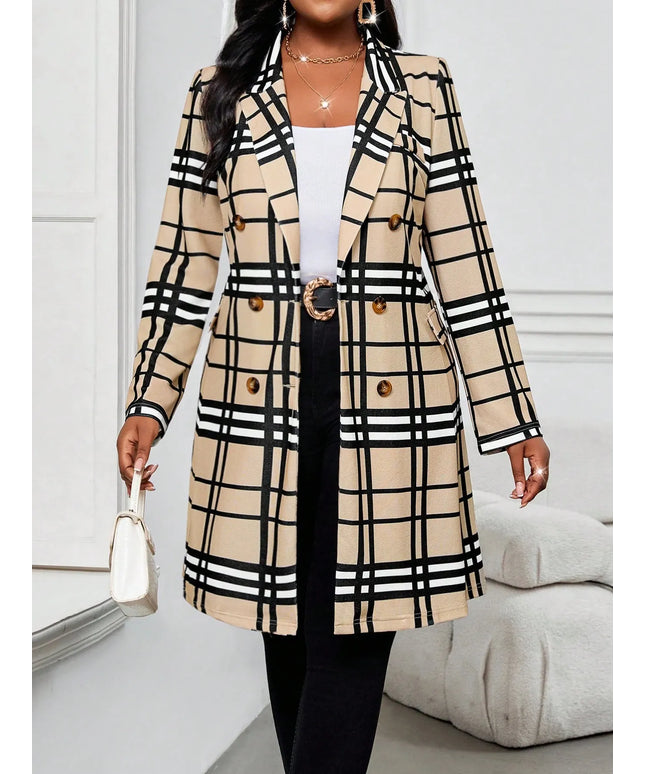 KissICON Knitted Plaid Print Fabric Lapel Suit