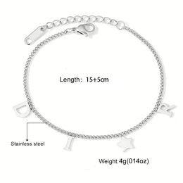 KissICON Korea Letter Star Pendant Bracelet for Women Girl New Trendy Stainless Steel Simple Wristlet Luxury Jewelry Party Gift