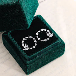 KissICON Korean Earrings Simple Silver Simple Geometric Round Garland AAAA Zircon Earrings Fashion 925 Silver Jewelry Christmas Gift