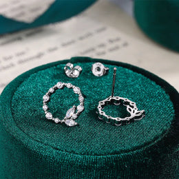 KissICON Korean Earrings Simple Silver Simple Geometric Round Garland AAAA Zircon Earrings Fashion 925 Silver Jewelry Christmas Gift
