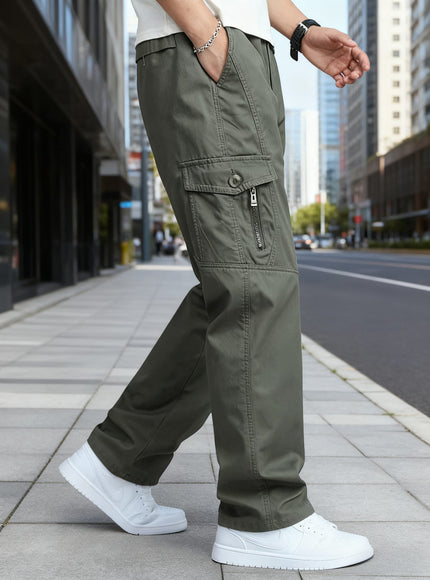 KissICON Korean Style Mens Pure Cargo Pants Soft Breathable Comfort