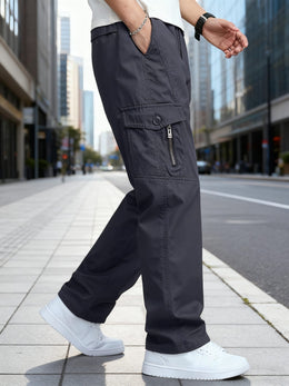 KissICON Korean Style Mens Pure Cargo Pants Soft Breathable Comfort