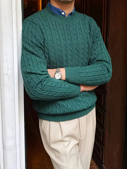 KissICON Korean Style Mens Twist Knit Versatile SlimFit Base Layer