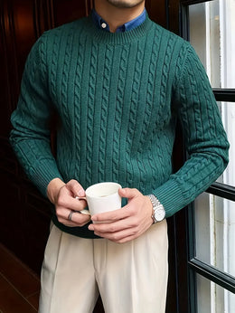 KissICON Korean Style Mens Twist Knit Versatile SlimFit Base Layer