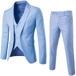 KissICON Korean Style Slim Fit Cotton Blend Three Piece Suit