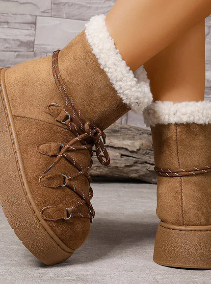 KissICON Korean Thick Bottom Women's Snow Boots Lace Up