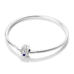 KissICON KTB010 / 18cm 925 Silver Original  Snake Chain Clasp Bead Bracelets Fit Charms DIY Jewelry For Women