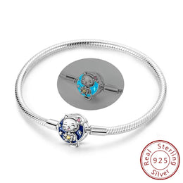 KissICON KTB090 / 19cm Original 925 Sterling Silver Bracelets 17-20CM Love Heart Flowers Butterfly Charms Beads Bracelet For Women Fashion Jewelry Gift
