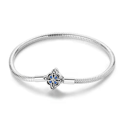 KissICON KTB097 / 17cm 925 Silver Original  Snake Chain Clasp Bead Bracelets Fit Charms DIY Jewelry For Women