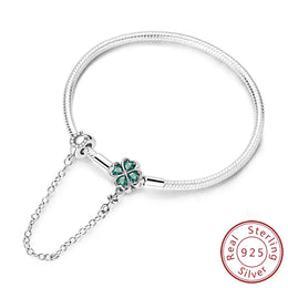 KissICON KTB110 / 19cm Original 925 Sterling Silver Bracelets 17-20CM Love Heart Flowers Butterfly Charms Beads Bracelet For Women Fashion Jewelry Gift
