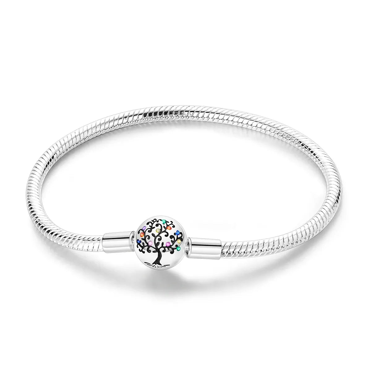 KissICON KTB114 / 18cm 925 Silver Original  Snake Chain Clasp Bead Bracelets Fit Charms DIY Jewelry For Women