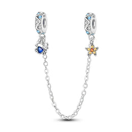 KissICON KTC1167 925 Sterling Silver Safety Charms  Series Snowflakes Stars Moon Heart Bow Fit Original  Bracelets DIY Jewelry Gift for Women