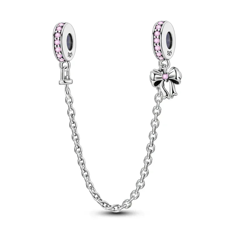 KissICON KTC1224 925 Sterling Silver Safety Charms  Series Snowflakes Stars Moon Heart Bow Fit Original  Bracelets DIY Jewelry Gift for Women