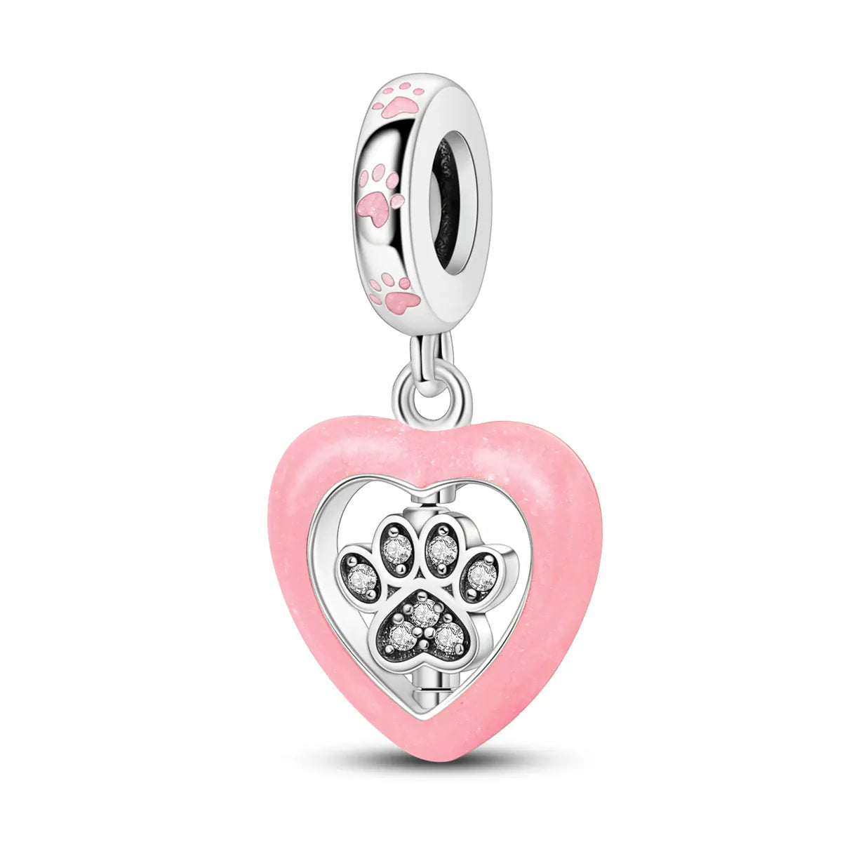 KissICON KTC1235 Silver Plated Pink Series Zircon Charms Fit Original Bracelet Necklace DIY Beads For Women Jewelry Making Gift