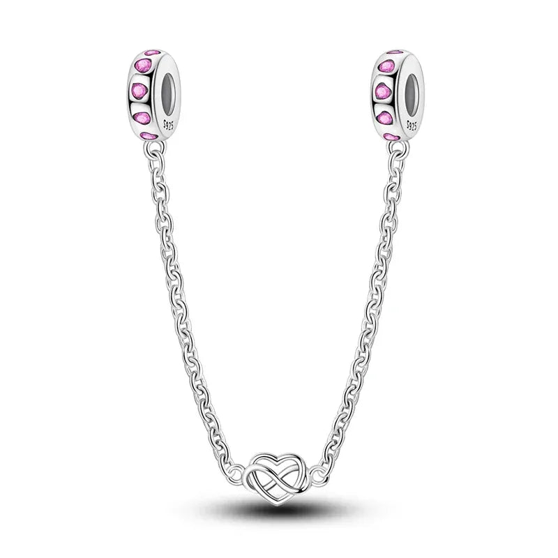KissICON KTC1281 925 Sterling Silver Safety Charms  Series Snowflakes Stars Moon Heart Bow Fit Original  Bracelets DIY Jewelry Gift for Women