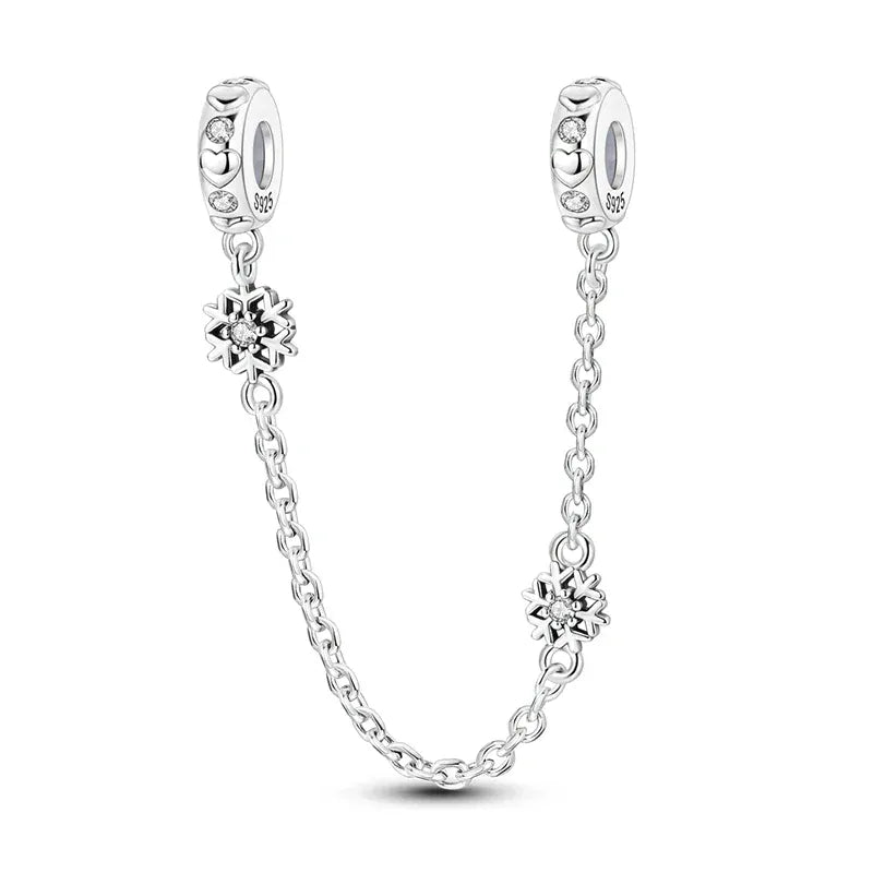 KissICON KTC1405 925 Sterling Silver Safety Charms  Series Snowflakes Stars Moon Heart Bow Fit Original  Bracelets DIY Jewelry Gift for Women