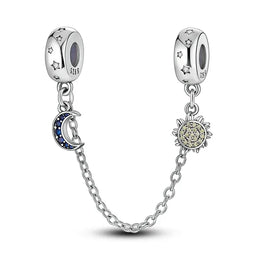 KissICON KTC405 925 Sterling Silver Safety Charms  Series Snowflakes Stars Moon Heart Bow Fit Original  Bracelets DIY Jewelry Gift for Women