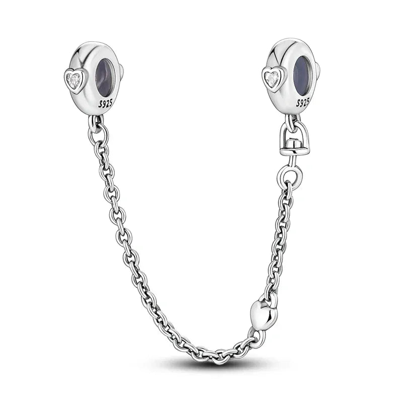 KissICON KTC417 925 Sterling Silver Safety Charms  Series Snowflakes Stars Moon Heart Bow Fit Original  Bracelets DIY Jewelry Gift for Women