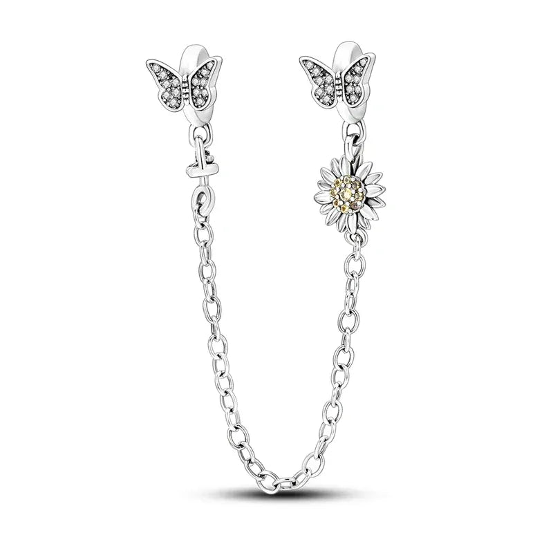 KissICON KTC550 925 Sterling Silver Safety Charms  Series Snowflakes Stars Moon Heart Bow Fit Original  Bracelets DIY Jewelry Gift for Women
