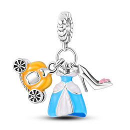 KissICON KTC636 925 Silver Pink Ballet Skates Shoes Charms Fit Original Bracelet Necklace DIY Bead For Women Jeweli Make Gift