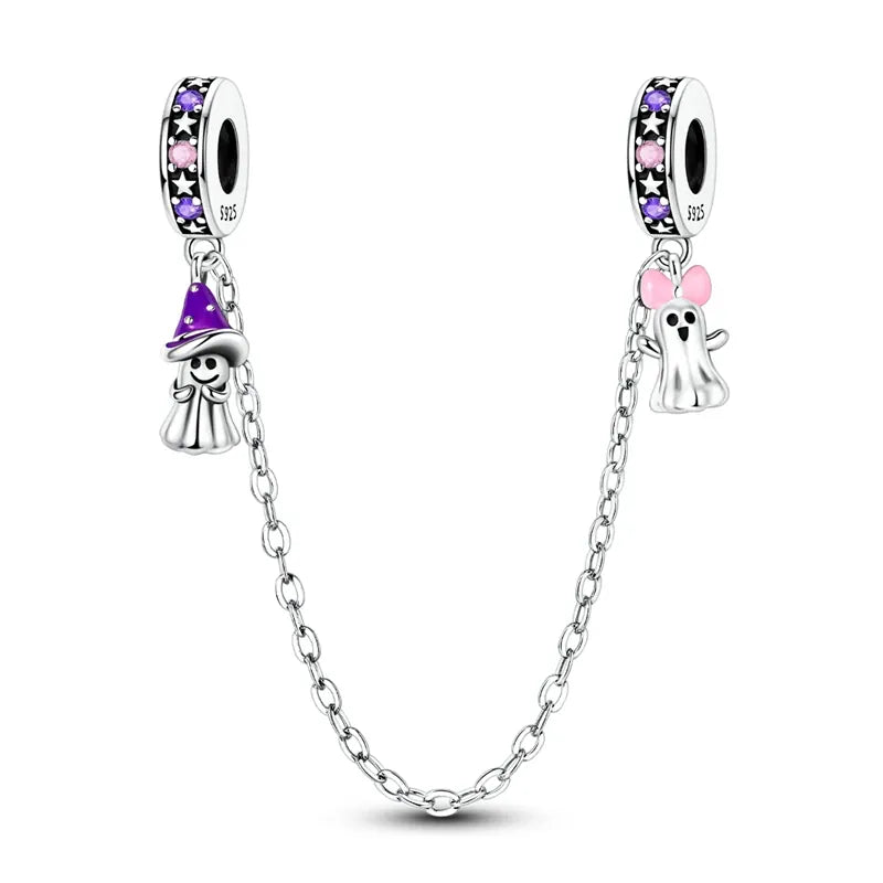 KissICON KTC641 925 Sterling Silver Safety Charms  Series Snowflakes Stars Moon Heart Bow Fit Original  Bracelets DIY Jewelry Gift for Women