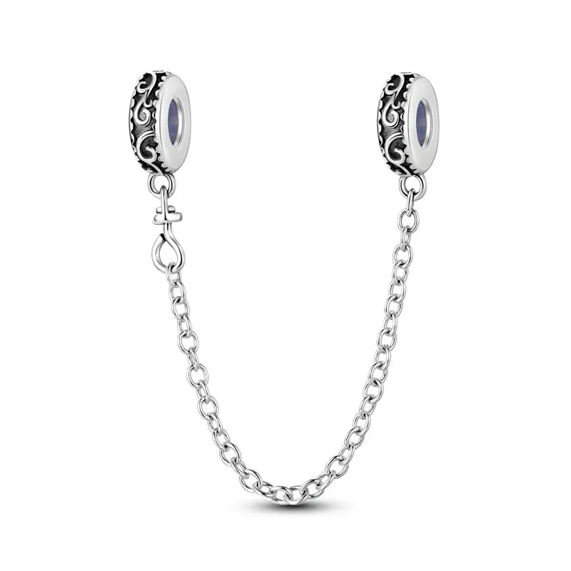 KissICON KTC643 925 Sterling Silver Safety Charms  Series Snowflakes Stars Moon Heart Bow Fit Original  Bracelets DIY Jewelry Gift for Women
