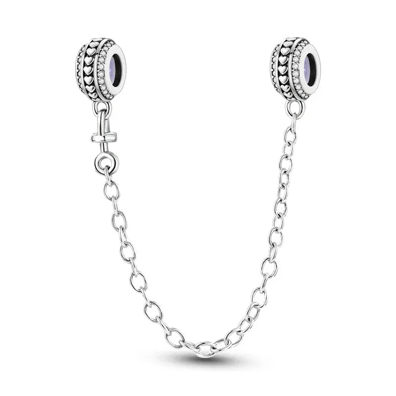 KissICON KTC653 925 Sterling Silver Safety Charms  Series Snowflakes Stars Moon Heart Bow Fit Original  Bracelets DIY Jewelry Gift for Women