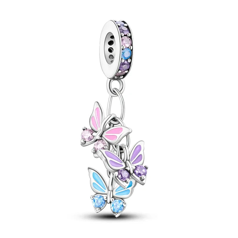 KissICON KTC684 Hot Sale 925 Silver Butterfly Chameleon Owl Sunflower Charms Fit Original Bracelet Necklace DIY Bead For Women Jewelry
