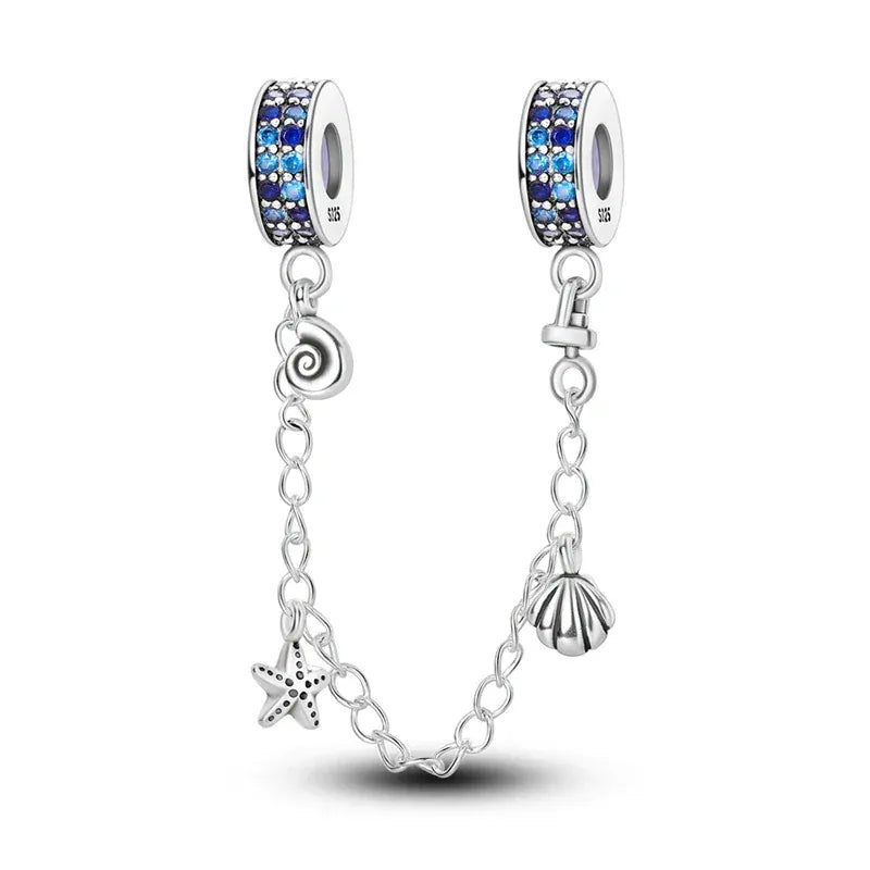 KissICON KTC687 925 Sterling Silver Safety Charms  Series Snowflakes Stars Moon Heart Bow Fit Original  Bracelets DIY Jewelry Gift for Women