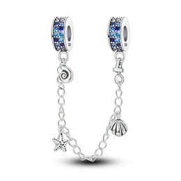KissICON KTC687 925 Sterling Silver Safety Charms  Series Snowflakes Stars Moon Heart Bow Fit Original  Bracelets DIY Jewelry Gift for Women