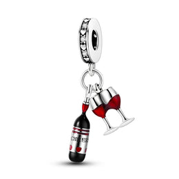 KissICON KTC699 925 Silver Pink Ballet Skates Shoes Charms Fit Original Bracelet Necklace DIY Bead For Women Jeweli Make Gift