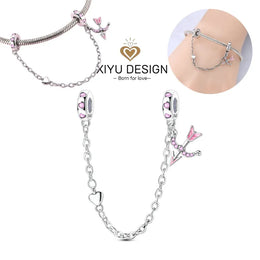 KissICON KTC733 925 Sterling Silver Safety Charms  Series Snowflakes Stars Moon Heart Bow Fit Original  Bracelets DIY Jewelry Gift for Women