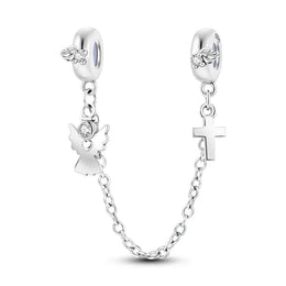 KissICON KTC767 925 Sterling Silver Safety Charms  Series Snowflakes Stars Moon Heart Bow Fit Original  Bracelets DIY Jewelry Gift for Women