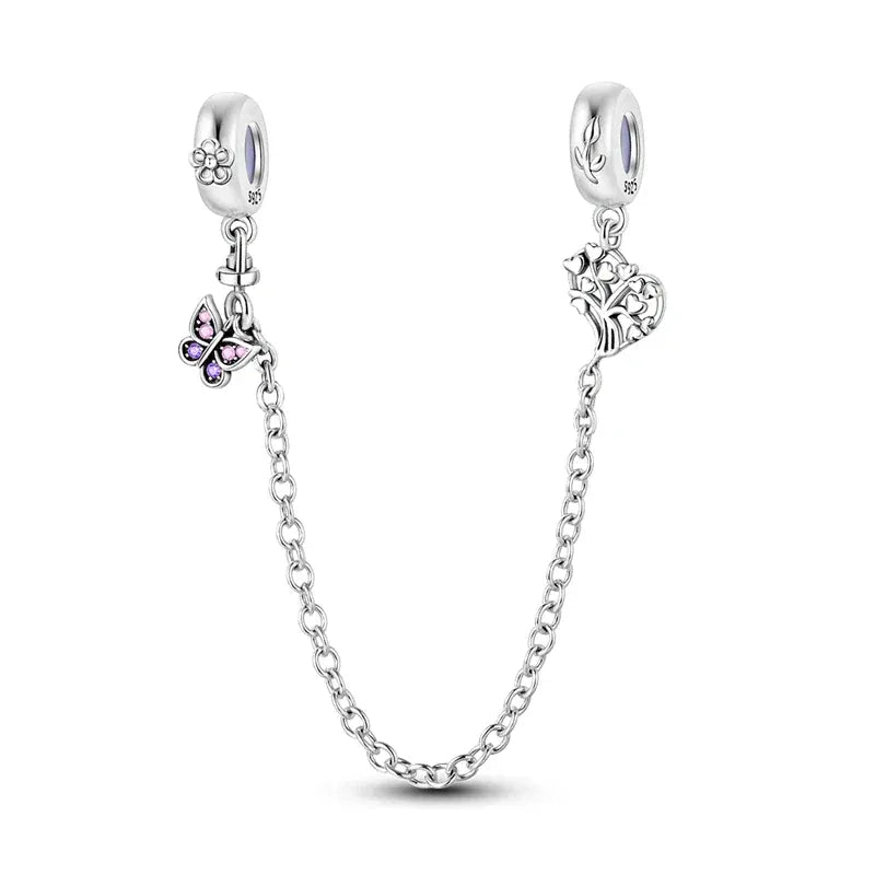 KissICON KTC772 925 Sterling Silver Safety Charms  Series Snowflakes Stars Moon Heart Bow Fit Original  Bracelets DIY Jewelry Gift for Women