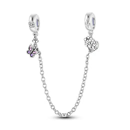 KissICON KTC772 925 Sterling Silver Safety Charms  Series Snowflakes Stars Moon Heart Bow Fit Original  Bracelets DIY Jewelry Gift for Women