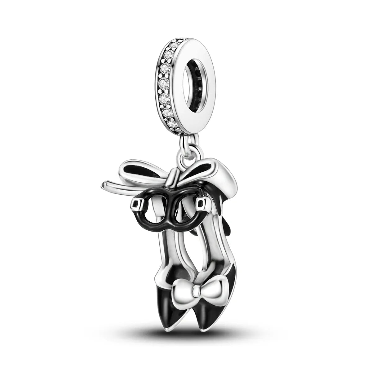 KissICON KTC788 925 Silver Pink Ballet Skates Shoes Charms Fit Original Bracelet Necklace DIY Bead For Women Jeweli Make Gift