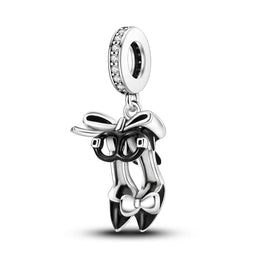 KissICON KTC788 925 Silver Pink Ballet Skates Shoes Charms Fit Original Bracelet Necklace DIY Bead For Women Jeweli Make Gift