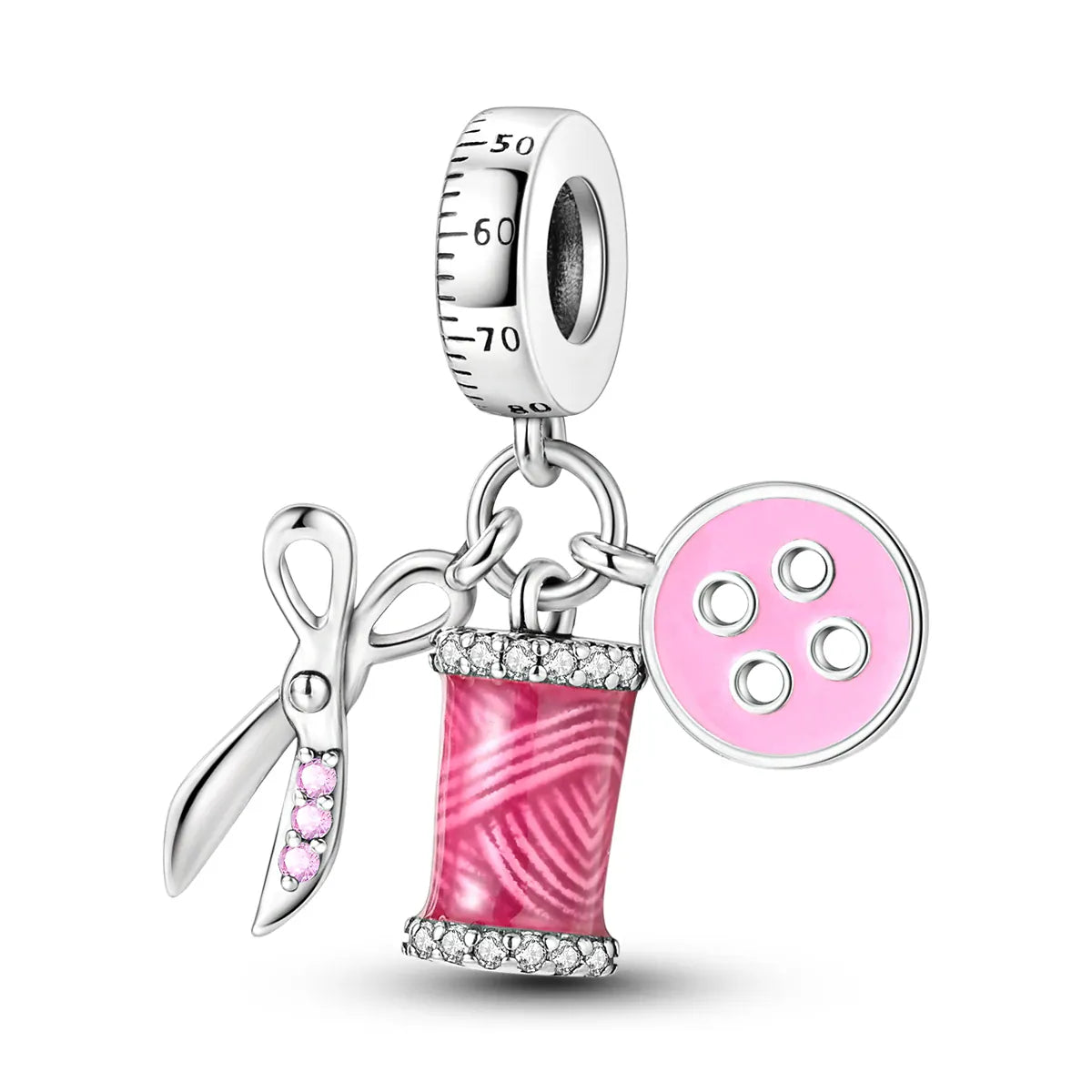 KissICON KTC833 925 Silver Pink Ballet Skates Shoes Charms Fit Original Bracelet Necklace DIY Bead For Women Jeweli Make Gift