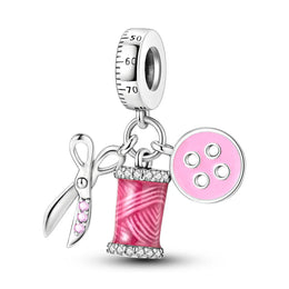 KissICON KTC833 925 Silver Pink Ballet Skates Shoes Charms Fit Original Bracelet Necklace DIY Bead For Women Jeweli Make Gift