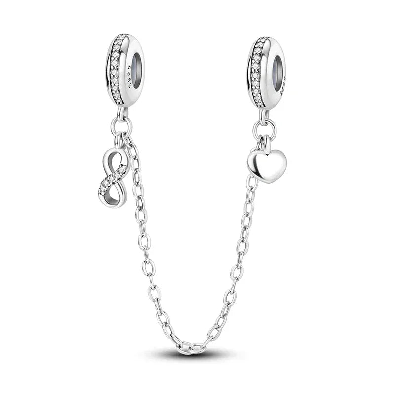 KissICON KTC849 925 Sterling Silver Safety Charms  Series Snowflakes Stars Moon Heart Bow Fit Original  Bracelets DIY Jewelry Gift for Women
