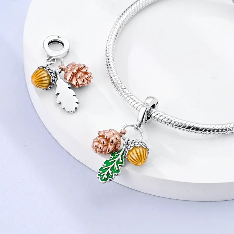 KissICON KTC859 925 Pure Summer Fruit Handbag Pendant Hanging Bead Suitable for Original Pandora Bracelet Women DIY Exquisite Gift