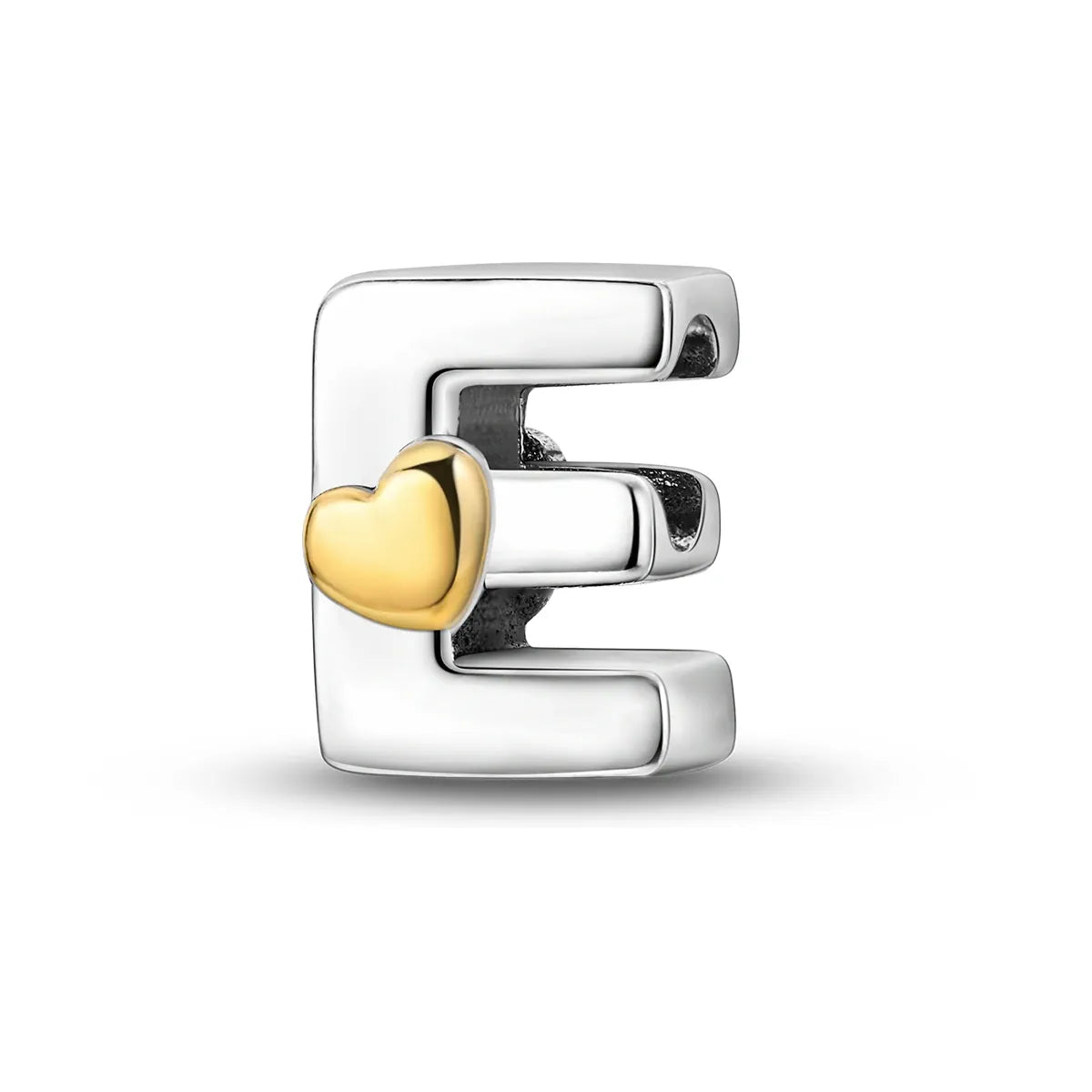 KissICON KTC874-E New Silver Plated Heart Shape A-Z Letter Charms Beads Fit Original Bracelet  Bead For Women Jewelry Making Gift