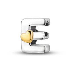 KissICON KTC874-E New Silver Plated Heart Shape A-Z Letter Charms Beads Fit Original Bracelet  Bead For Women Jewelry Making Gift