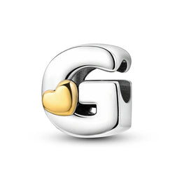 KissICON KTC874-G New Silver Plated Heart Shape A-Z Letter Charms Beads Fit Original Bracelet  Bead For Women Jewelry Making Gift