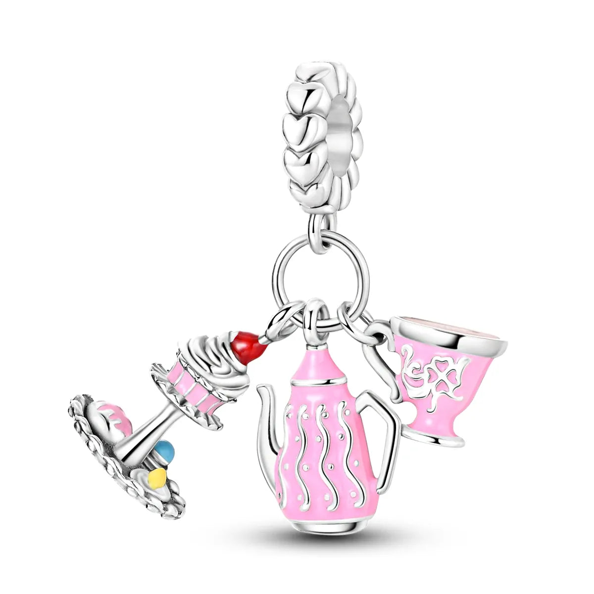 KissICON KTC928 925 Silver Pink Ballet Skates Shoes Charms Fit Original Bracelet Necklace DIY Bead For Women Jeweli Make Gift