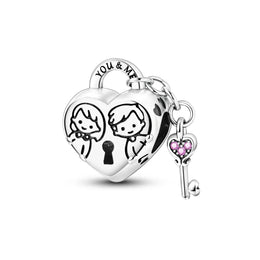 KissICON KTC929 925 Silver Pink Ballet Skates Shoes Charms Fit Original Bracelet Necklace DIY Bead For Women Jeweli Make Gift